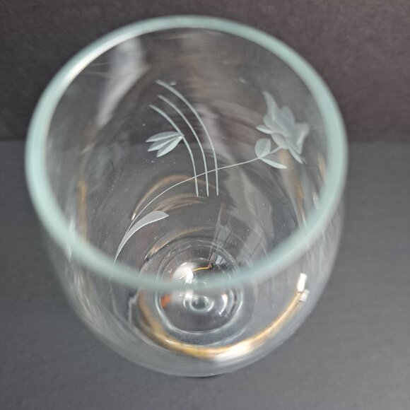 Etched Floral Fluted Champagne Glass Clear Vintage Stemware Elegant Toasting 8" - Picture 9 of 14